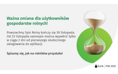 grafika: Skrócony czas na wypełnienie samospisu od pierwszego logowania w PSR 2020, informacja w artykule