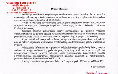 Informacja dla rodziców